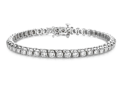 Silver Plated CZ Studded Womens Tennis Bracelet